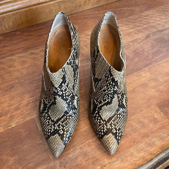 INEZ Marisol 90 in Natural Snake Emboss Ankle Boot Bootie Sz 9 Tan Black Python - Picture 9 of 16